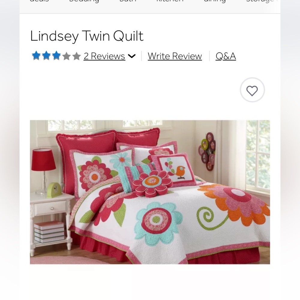 Bed Bath & Beyond Lindsay Quilt, Twin with one sham and two decorative pillows
